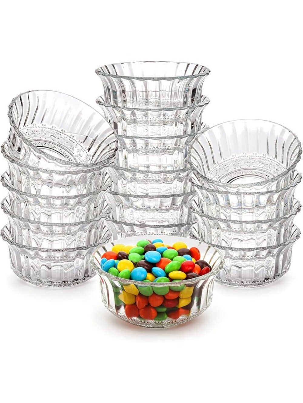 16 Pack 4-Inch Glass Prep Bowls - Small Dessert, Candy & Snack Serving Bowls